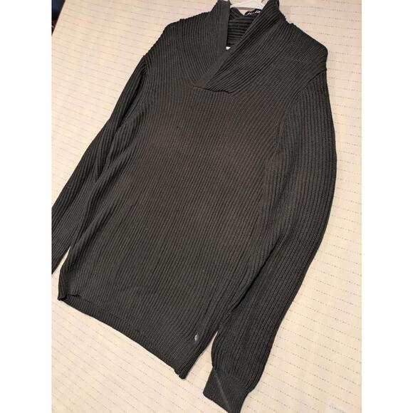 Buffalo David Bitton Ribbed Cowl Sweater Black Knitwear Mens Small - Picture 2 of 11